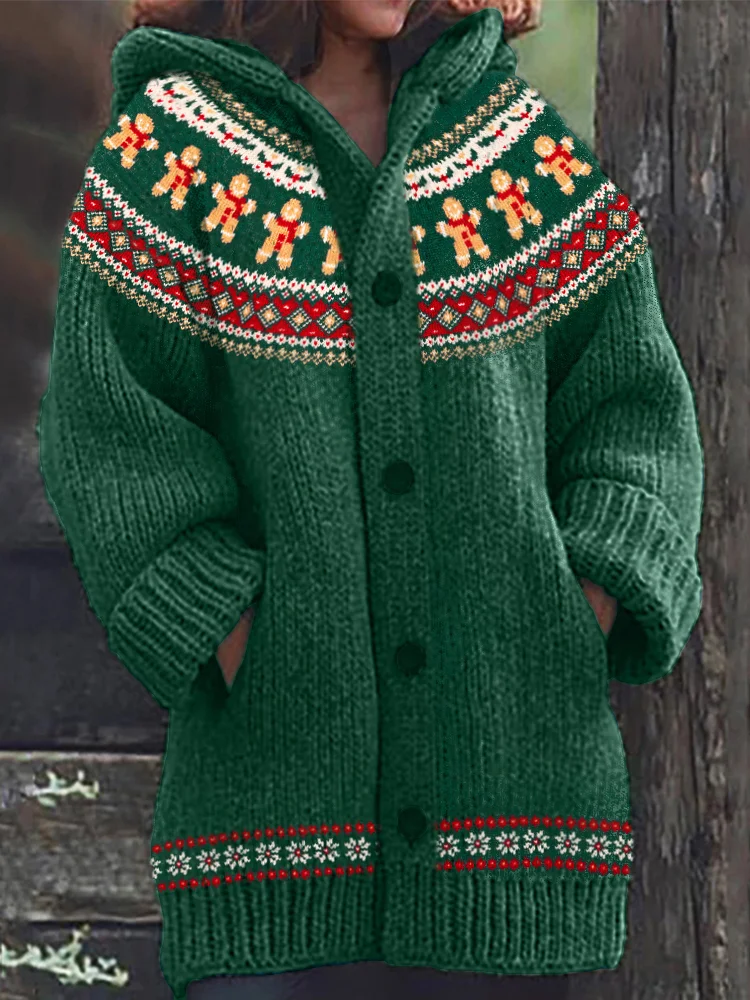 Christmas Gingerbread Cozy Fair Isle Knit Cardigan