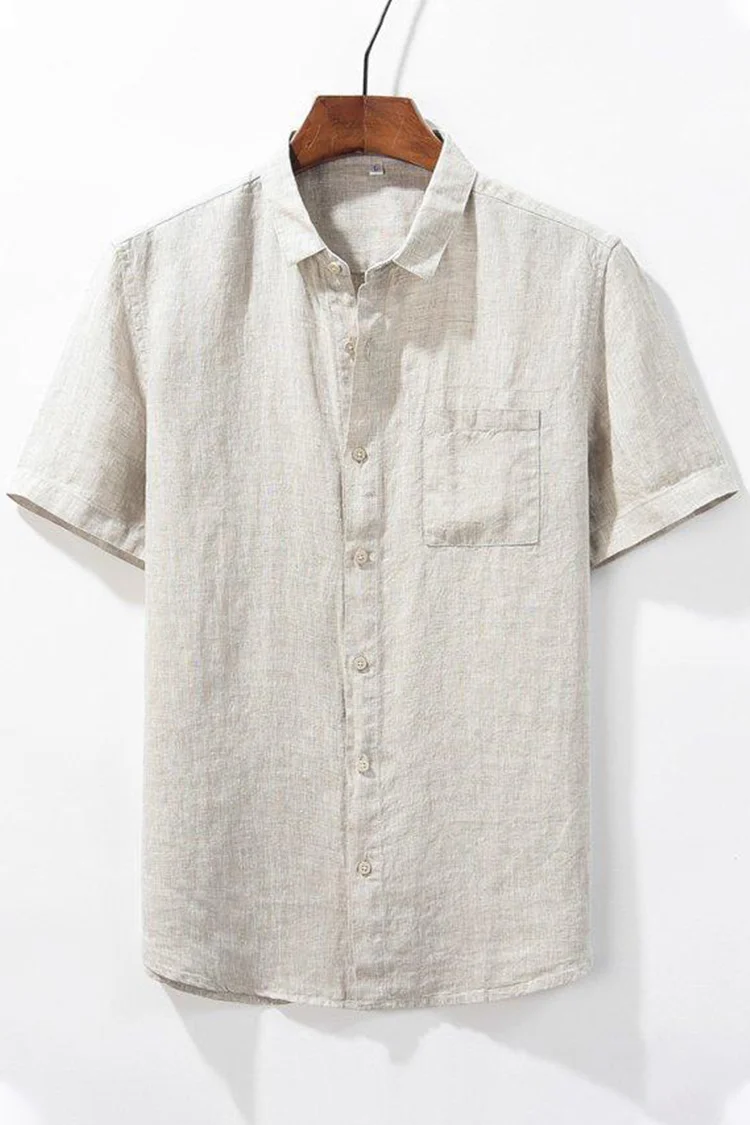 Solid Color One Pocket Short Sleeve Shirt