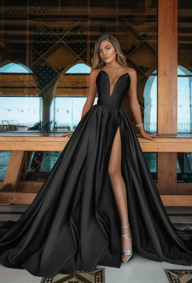 Miabel V-Neck Emerald Green Prom Dress Long With Split Miabel V-Neck Emerald Green Prom Dress Long With Split