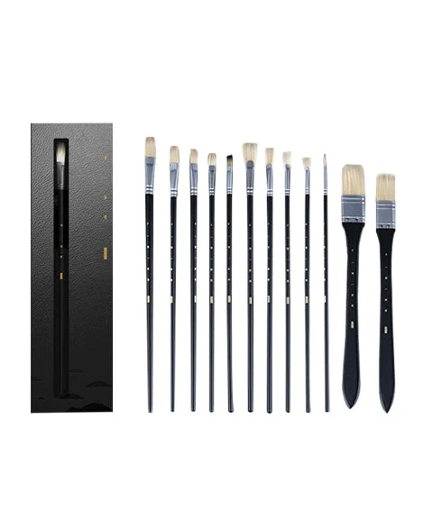 12 Pcs Professional Bristles Paint Brushes Set