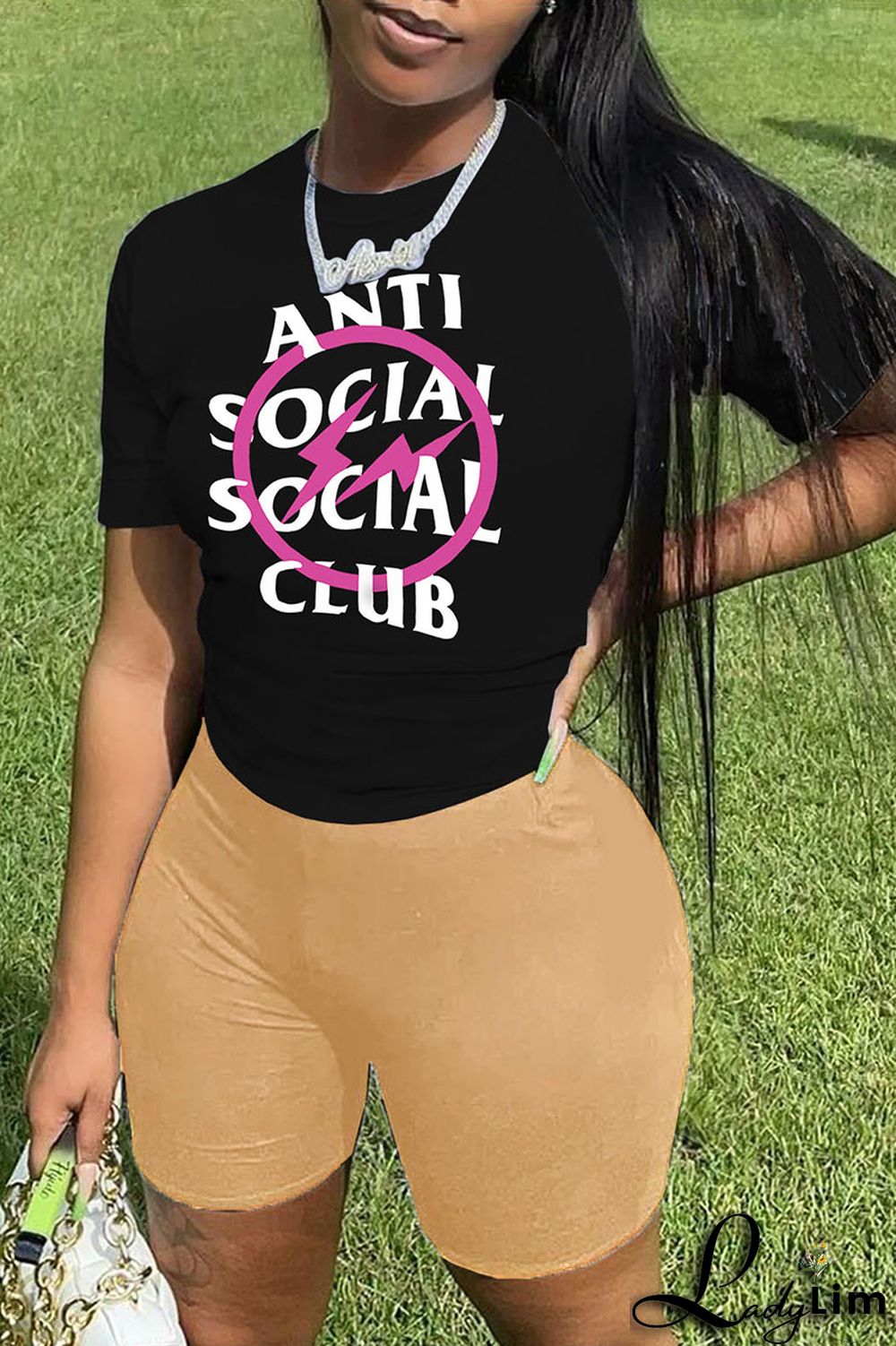 Pink Casual Print Patchwork O Neck Short Sleeve Two Pieces