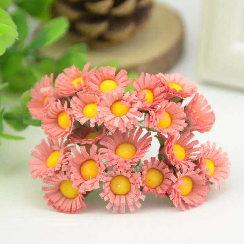 10pcs/lot Mini Silk Daisy Artificial Flowers Bouquet Multicolor Scrapbooking Flower flowers DIY Ball Stamen Wedding Decoration