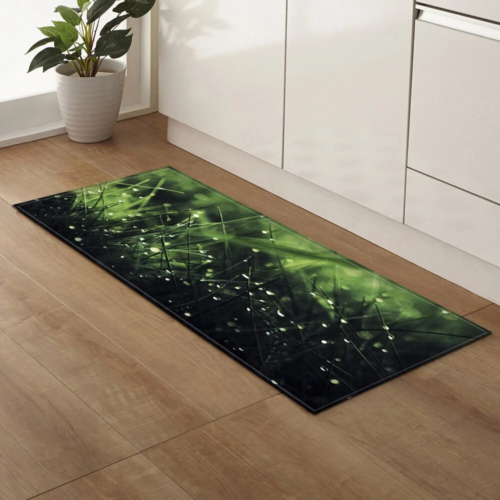 Modern Wood Grain Kitchen Mat Bathroom Carpet Home Door Mat Living Room Carpet Corridor Home Decoration Floor Mat Flannel