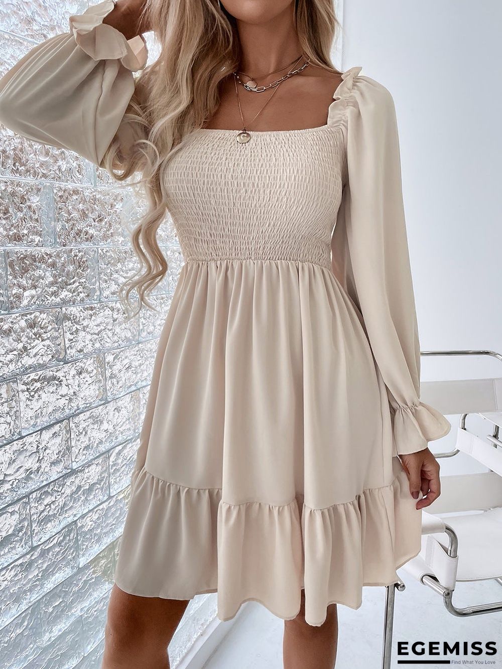 Long Sleeved High Waist Tight Dress | EGEMISS