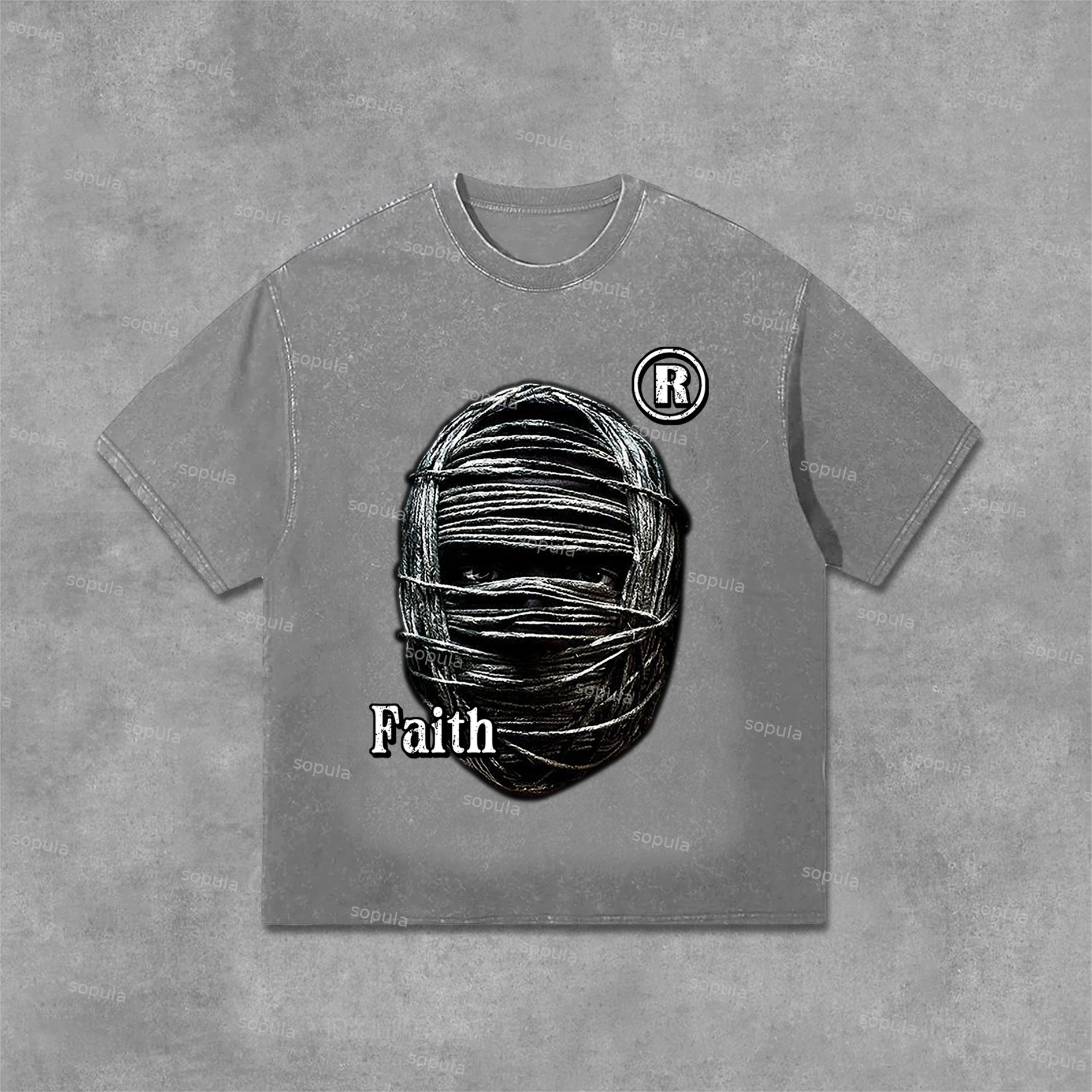 Sopula Mummy Faith Graphic Print Acid Washed T-Shirt - SOPULA