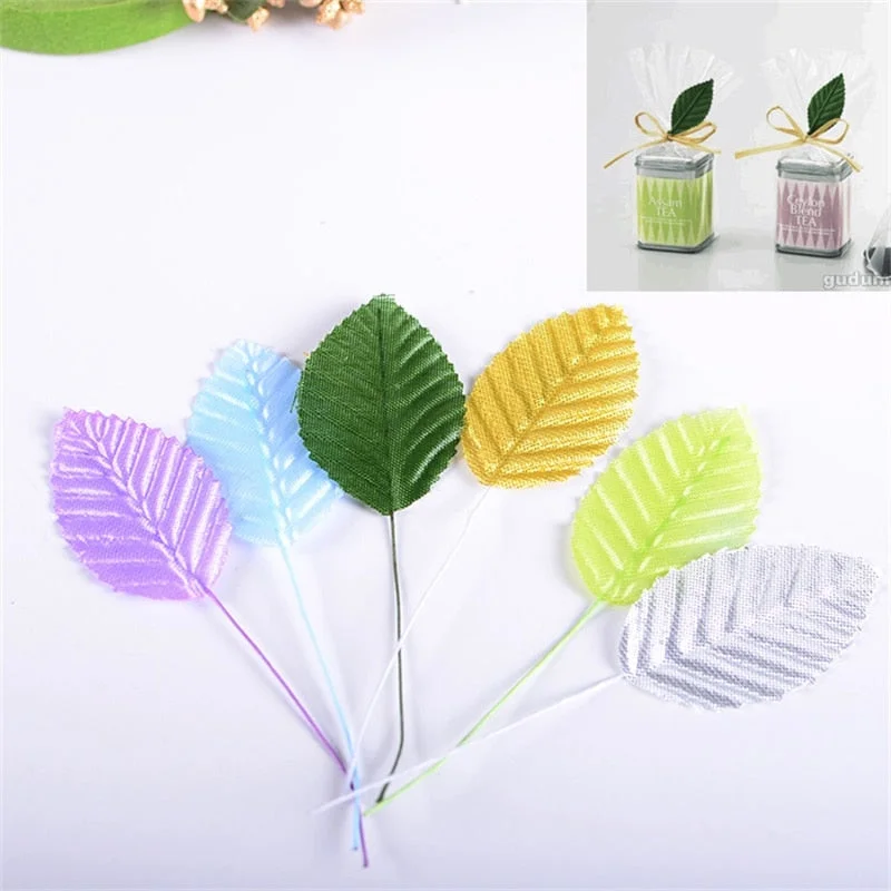 30pcs Silk Leaves Artificial Green Leaves Bouquet Wedding Party Decoration Fake Floral Accessories DIY scrapbooking
