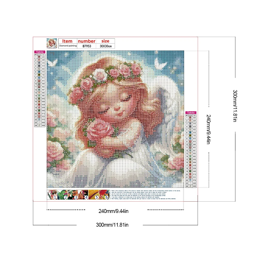 Full Round Diamond Painting 30*30cm - Angel Girl