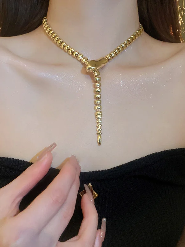 Solid Color Snake Shape Normcore Necklaces Accessories