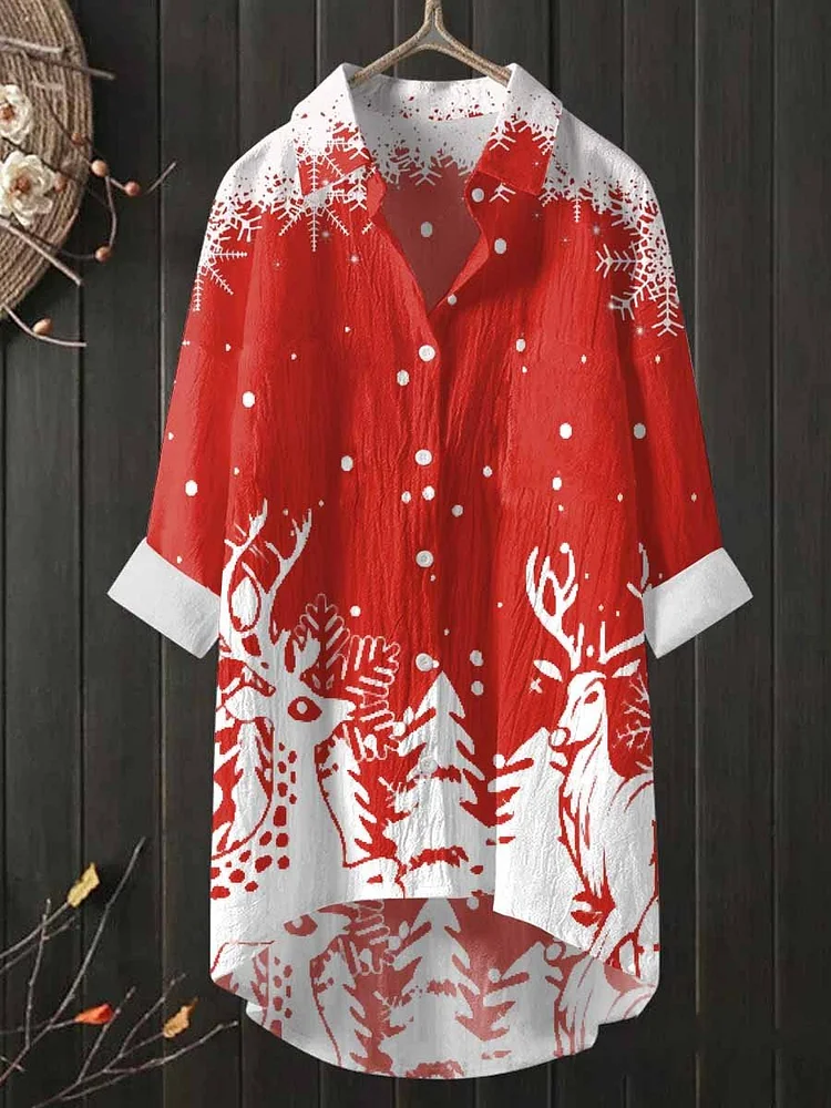 Women's Christmas Art Long Shirt Dress