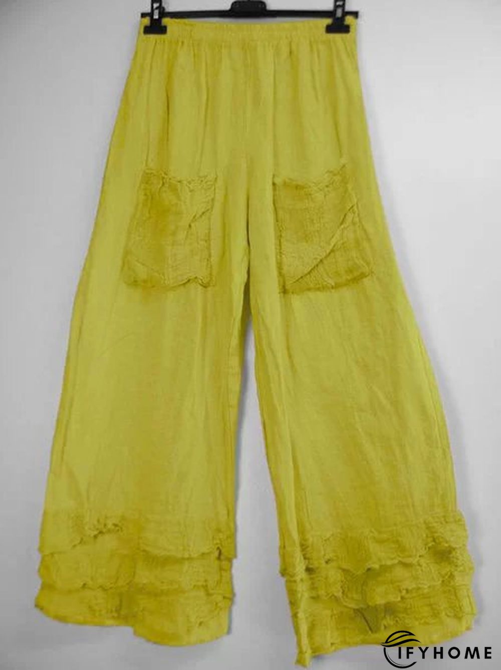 Casual Ruffled Pockets Cotton-Blend Pants | IFYHOME