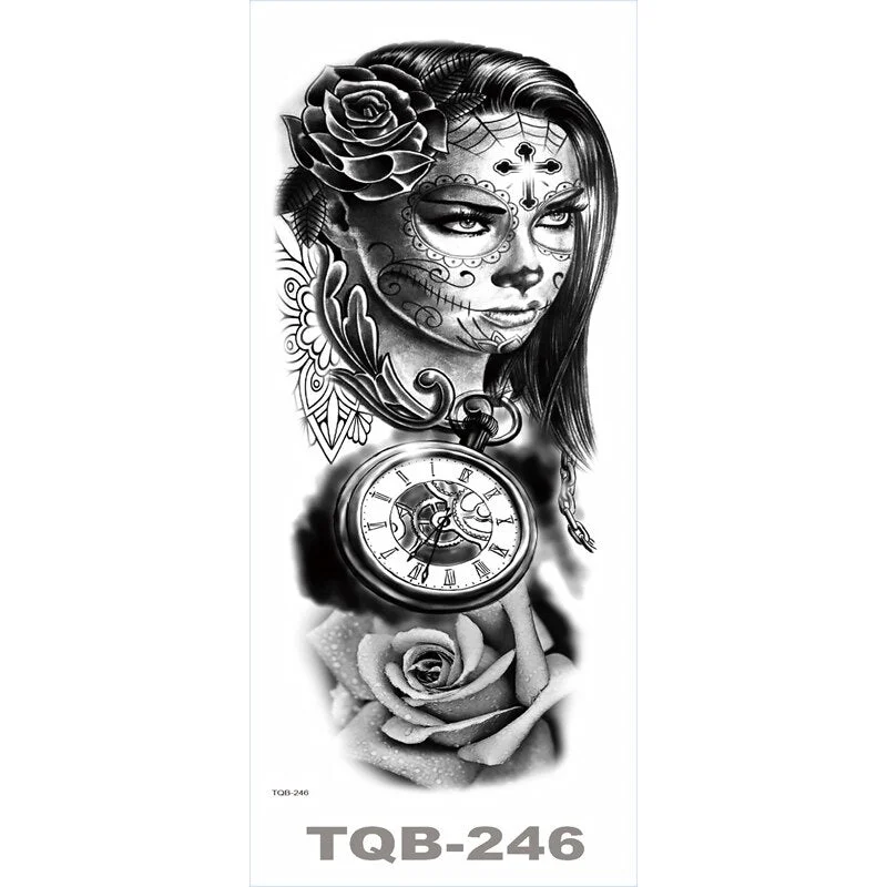 Large Size Fake Tattoo Stickers Dark Black Tattoo Totem Big Lion King Totem Geometric Body Art Men And Women Arm Fake Tattoo