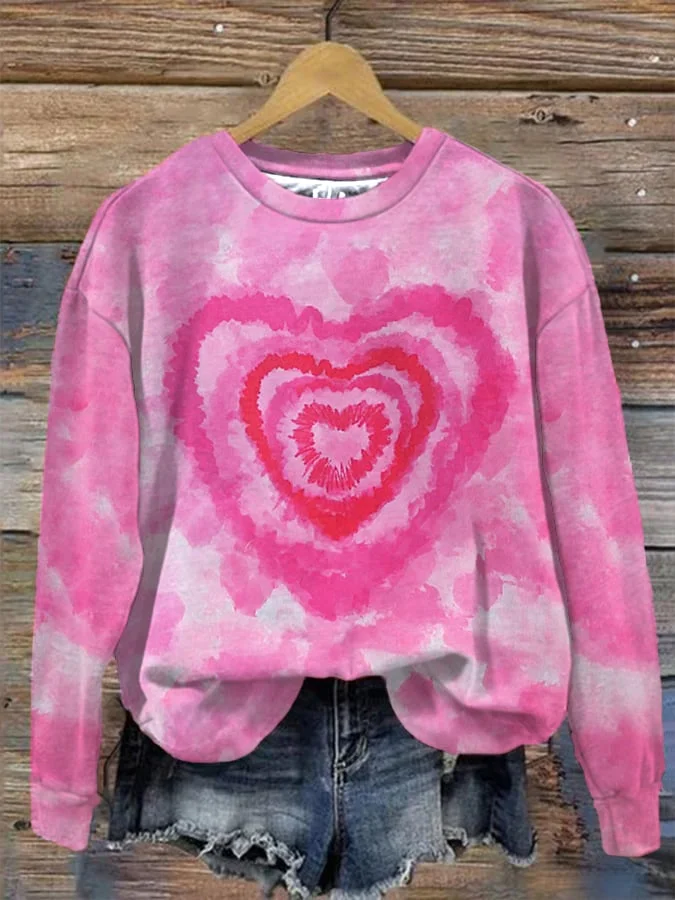 Women's Valentine Heart Print Sweatshirt