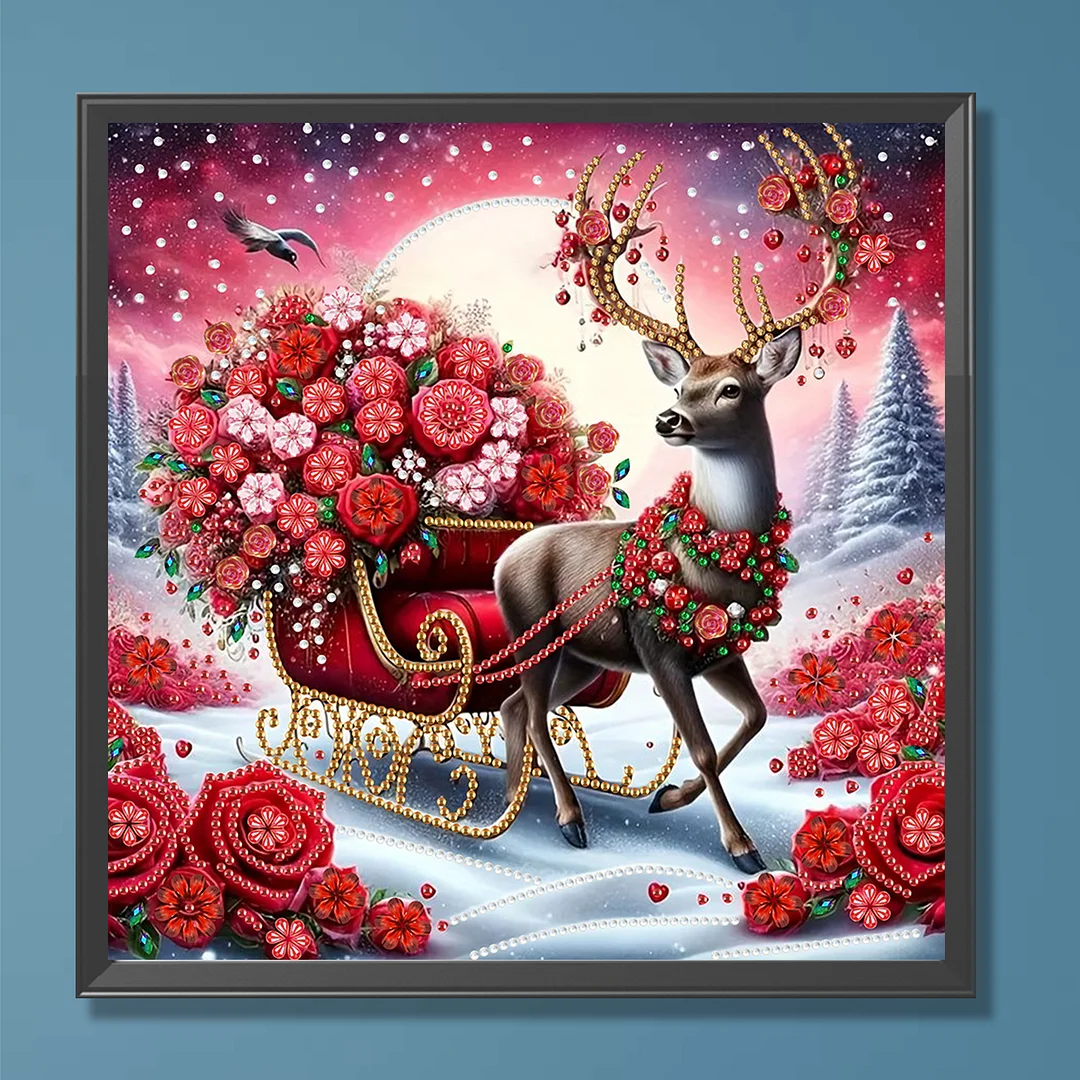 Red Deer - Partial Special Shaped Drill Diamond Painting Kits (Canvas|30*30cm)
