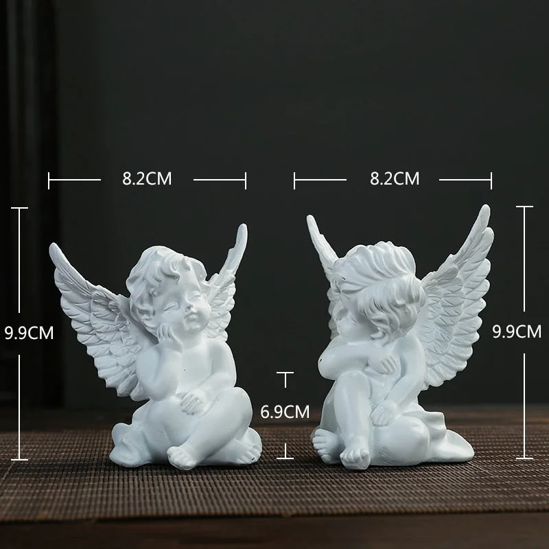 Resin Angel Baby Statues Modern Character Figurine Fairy Garden Sculpture Art Crafts Home Decoration Accessories For Living Room