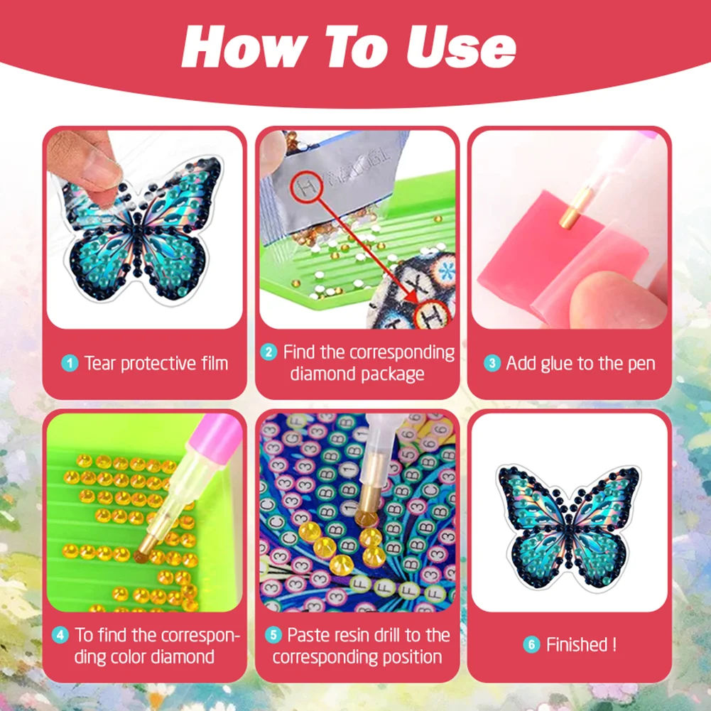 4pc Butterfly DIY Diamond Painting Car Air Vent Clip Air Freshener for Adults