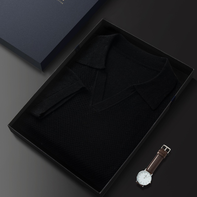 Polo Collar Men's Silk Shirt With Short Sleeve REAL SILK LIFE