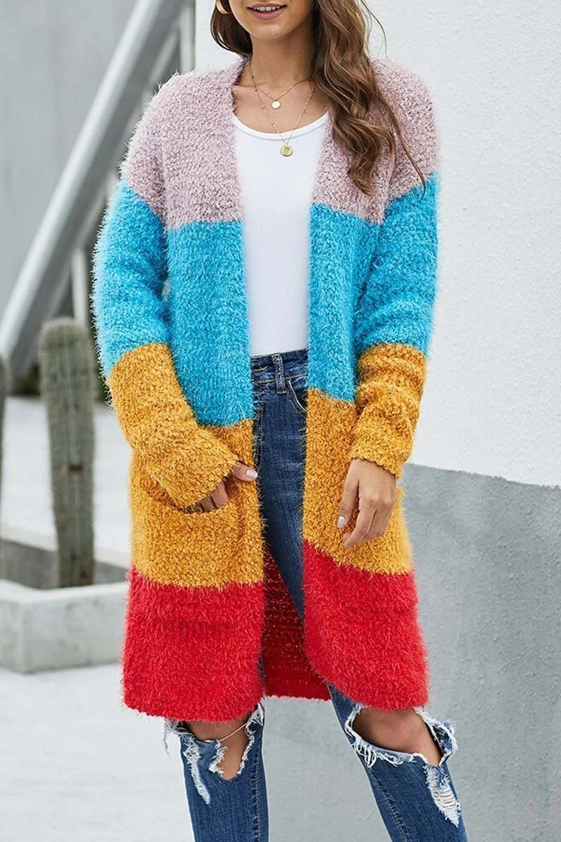 ABEBEY Multicolor Stitching Knit Cardigan