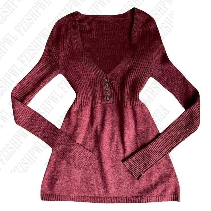 Aonga Women Y2K Solid Sweater Casual Daily Clothing Vintage Classic Knitwear Chic Harajuku Retro Casual Harajuku Long Sleeve Pullover aonga