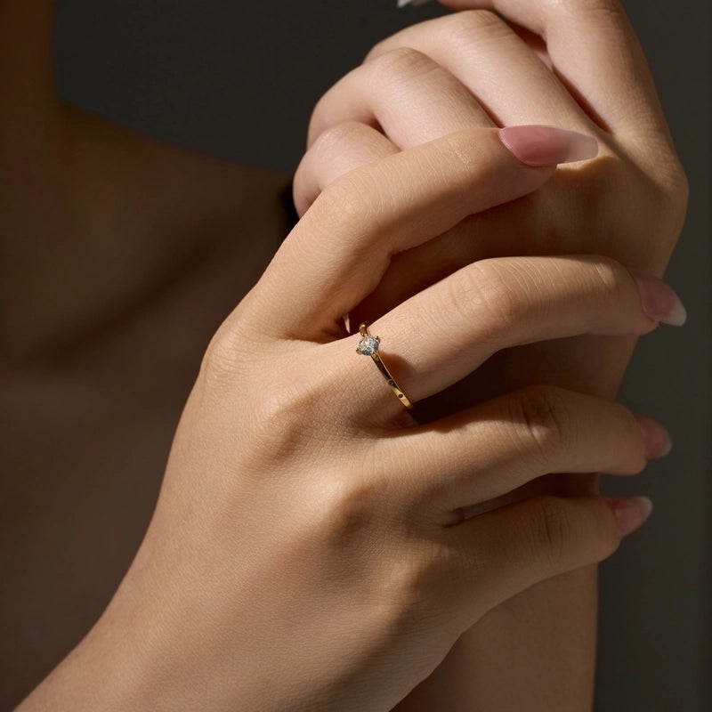 18K Gold Plated White Gold Plated 925 Sterling Silver Zircon Solid Color Rings