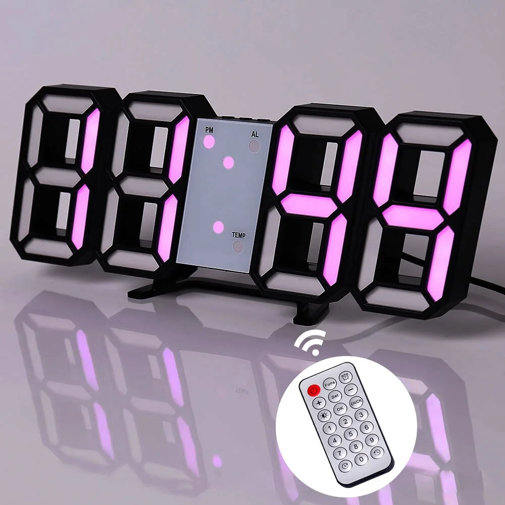 LED Digital Wall Clock Alarm Clock Wall Hanging Table Desk Electronic Digital Clock With 3 Levels Brightness Home Decor