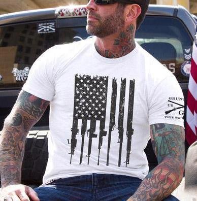 Men's round neck print short sleeve T-shirt