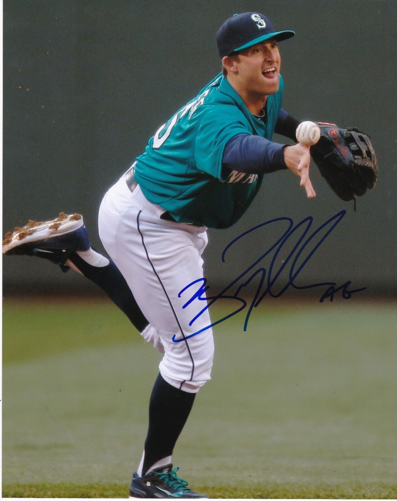 BRAD MILLER SEATTLE MARINERS ACTION SIGNED 8x10