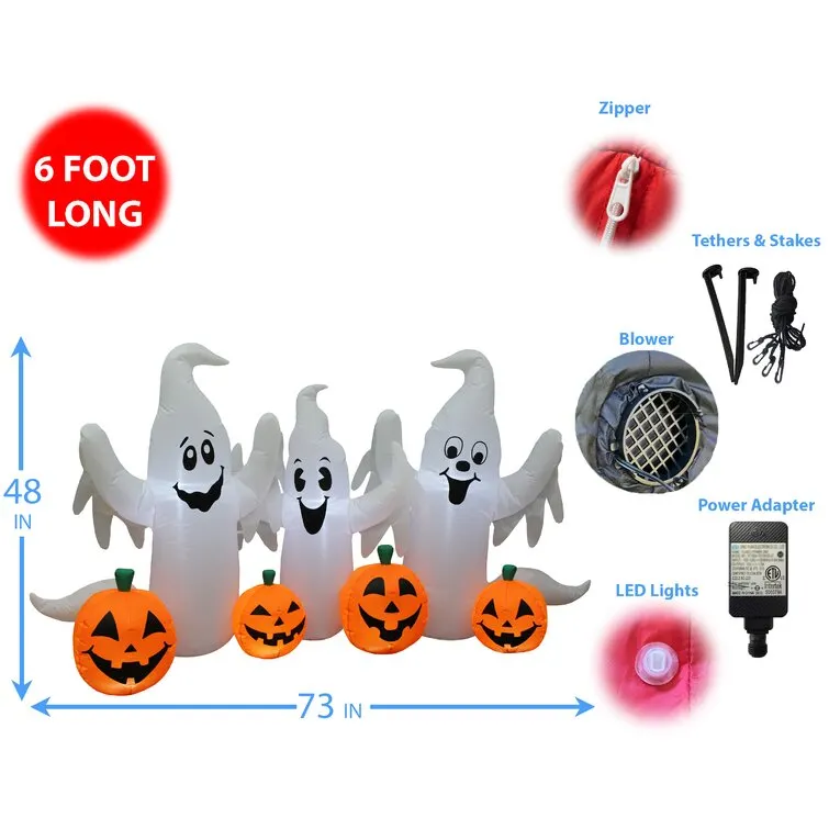 Ghosts and Pumpkins Patch Yard Halloween Inflatable