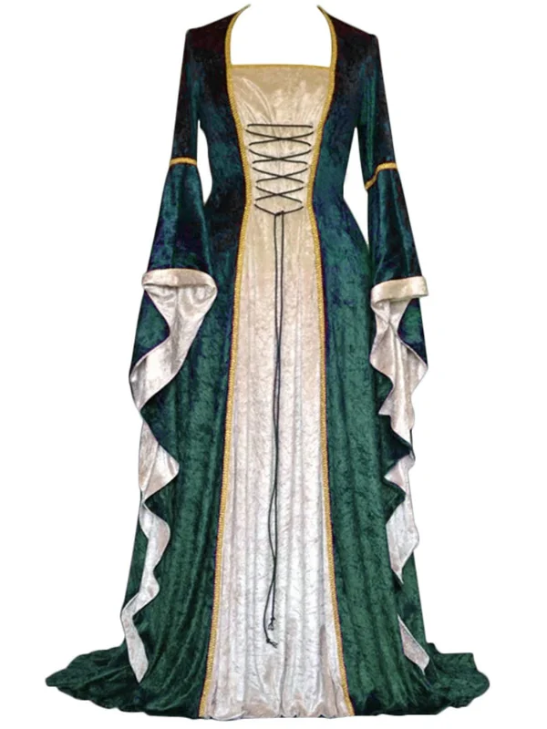 Retro Velvet Flare Sleeves Courtly Style Dress