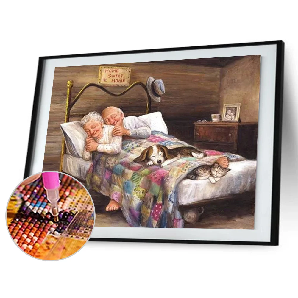 Diamond Painting - Full Round Drill - Happy Old Couple(40*30cm)