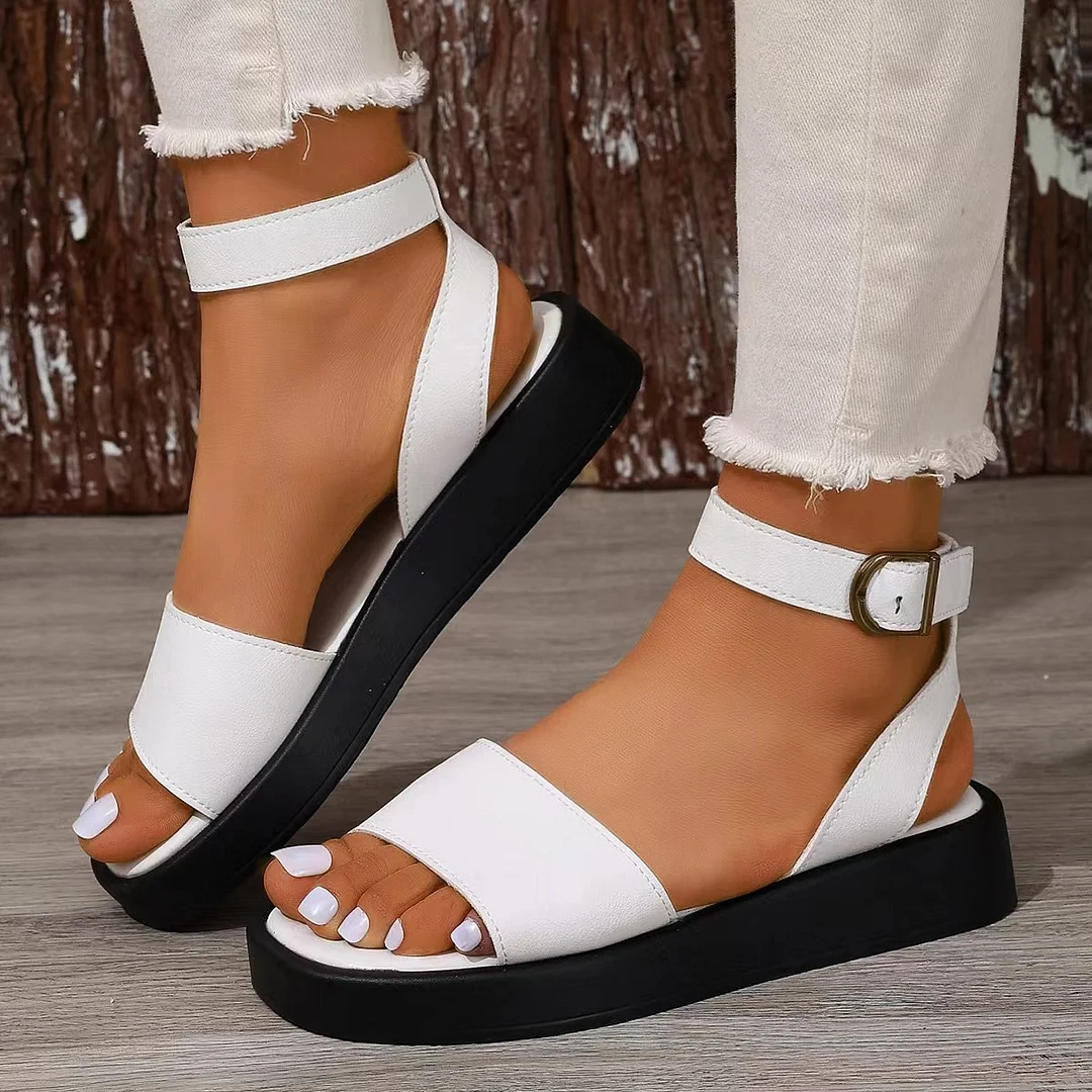 Breakj Breakj New Ladies Summer Flat Shoes Large-Size Leisure Sandals Fashion Flat Sandals