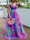 Rainbow Gradient Color Backless Maxi Dress