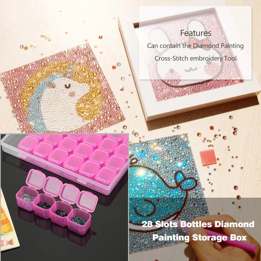 28 Grids Jewelry Box Diamond Embroidery Crystal Bead Organizer Storage Case