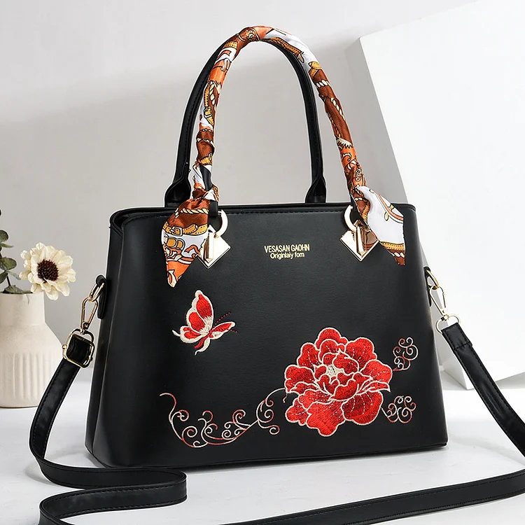 Versatile Embroidered Handbag  