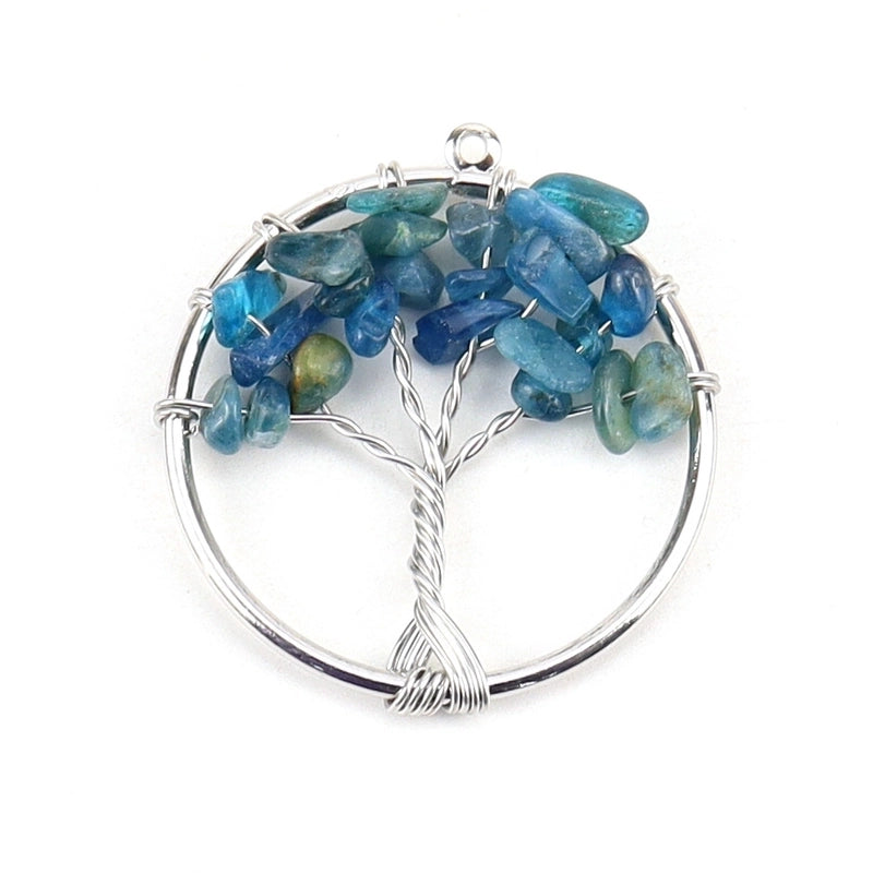 Minimalist Lucky Tree Natural Stone Agate Pendants