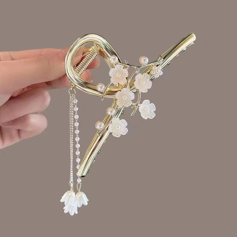 Metal Grab Clip Elegant Bow Hairpin Back Head Large Shark Clip French Pearl Clip Hair Accessories