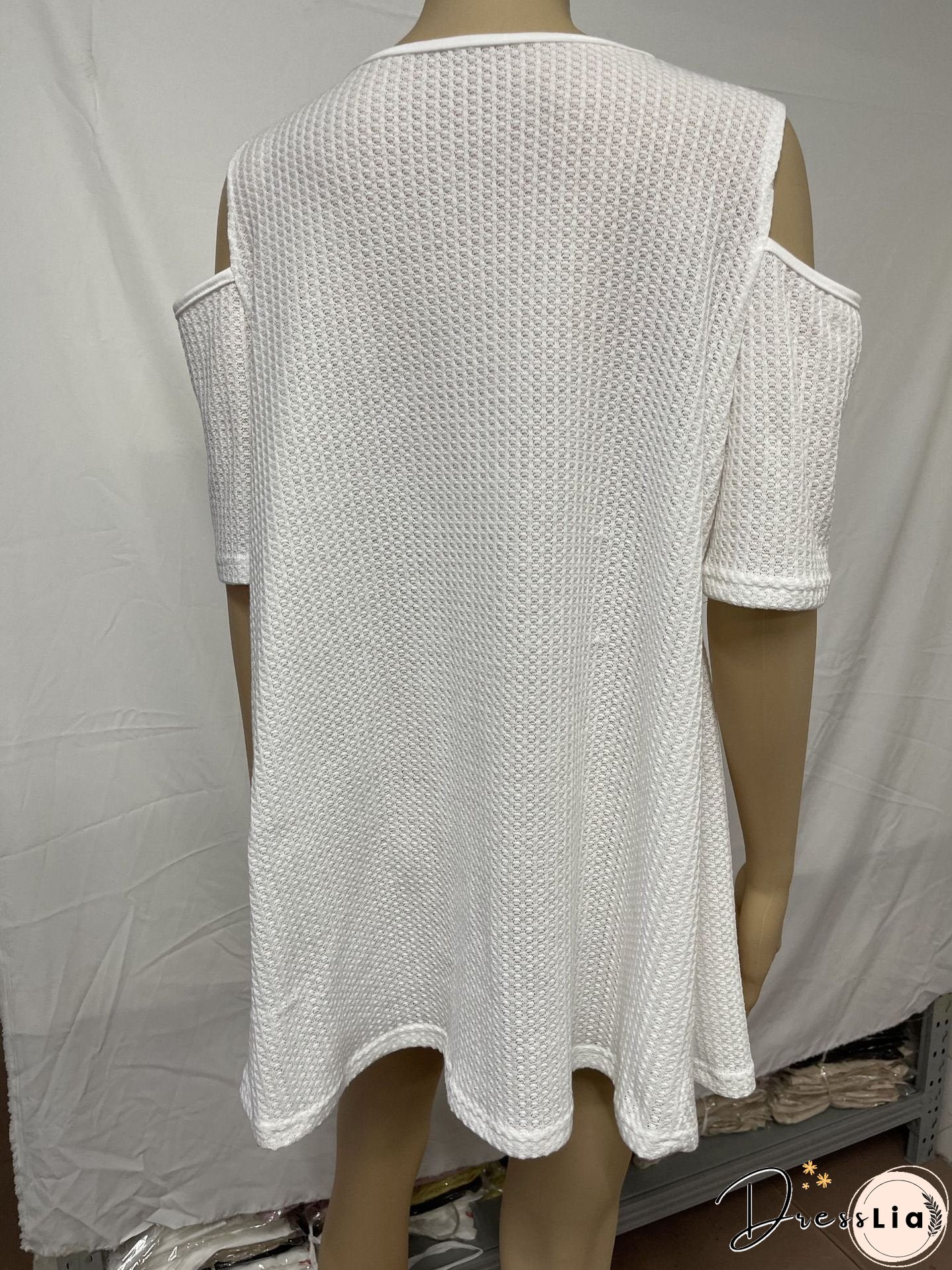 Basic Stitching V-neck Off-shoulder Short-sleeved Top