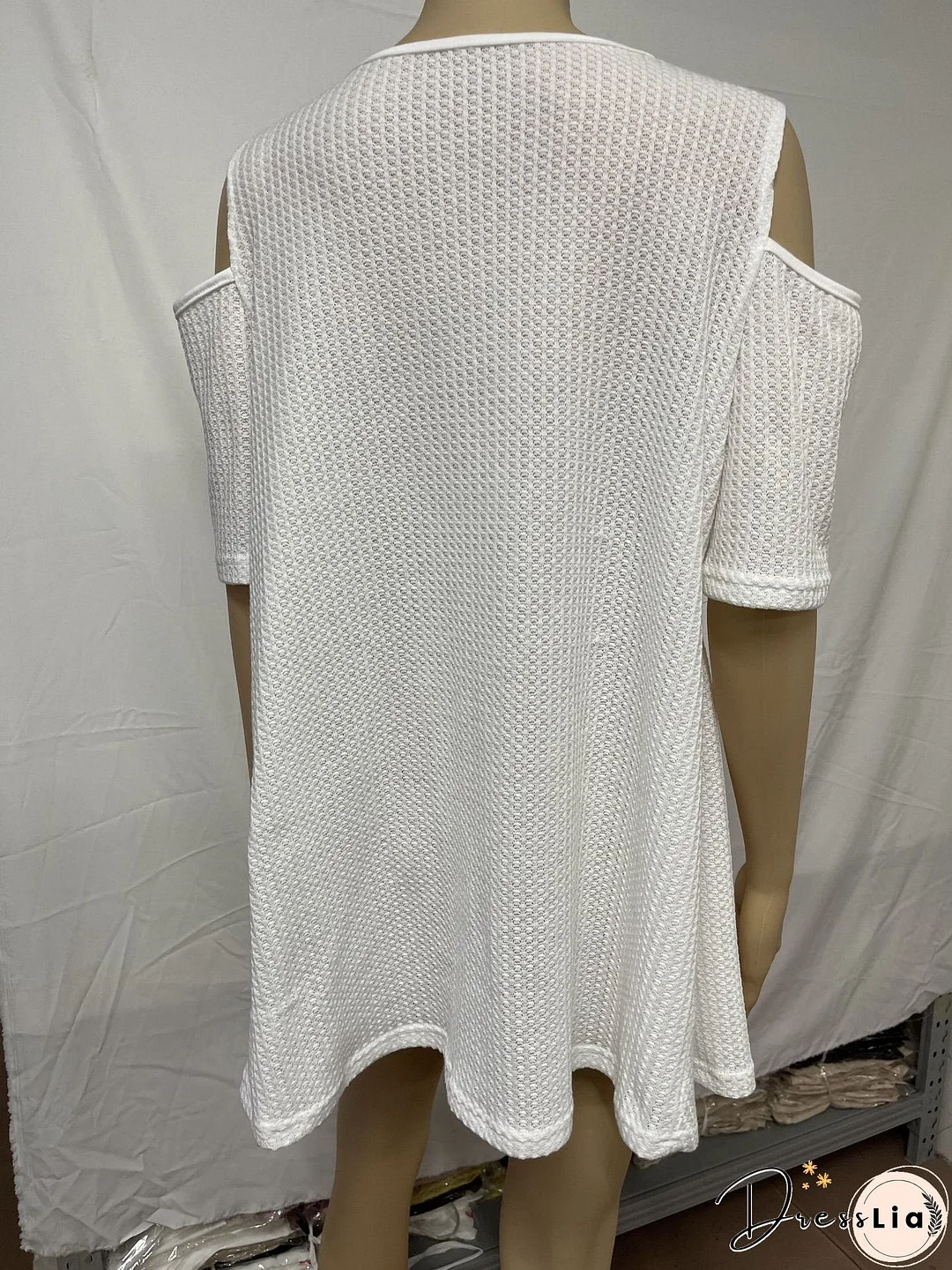 Basic Stitching V-neck Off-shoulder Short-sleeved Top