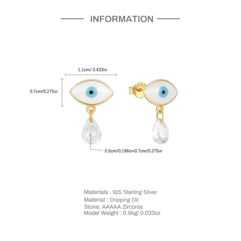 1 Pair 925 Sterling Silver Devil’s Eye Water Droplets Drop Earrings