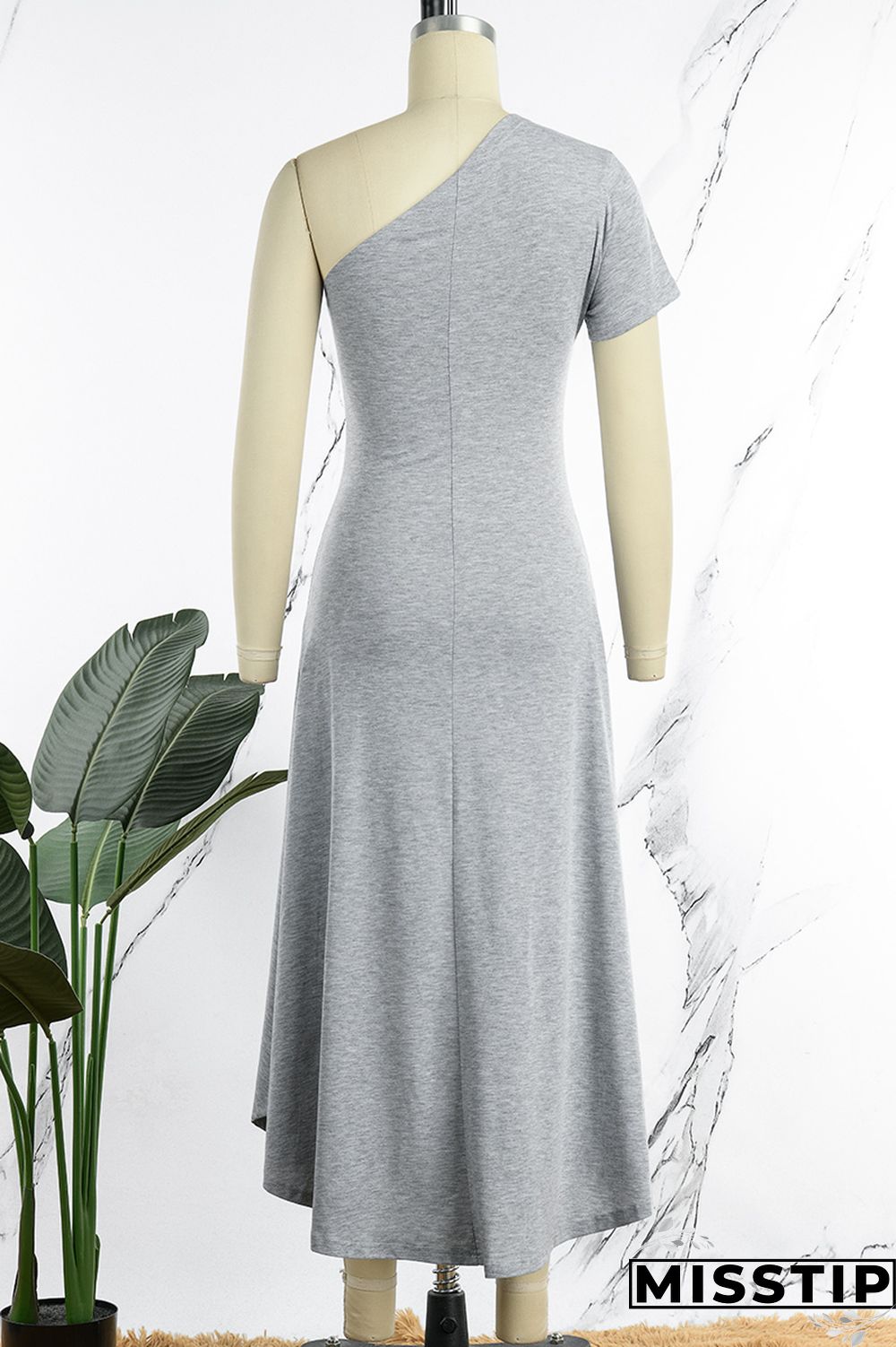 Khaki Casual Solid Patchwork Oblique Collar A Line Dresses