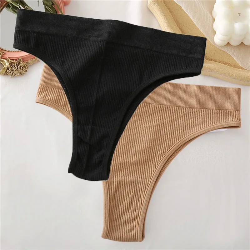 2PCS/Set Sexy Thong Panties Women's Underwear G-String Female Underpants Seamless Briefs Intimates Sexy Lingerie T-Back Pantys