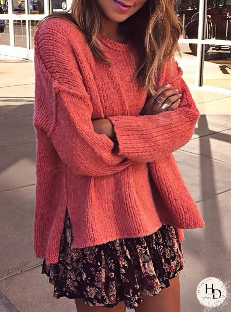 Jersey asimétrico holgado para mujer - Costuras de hombros caídas