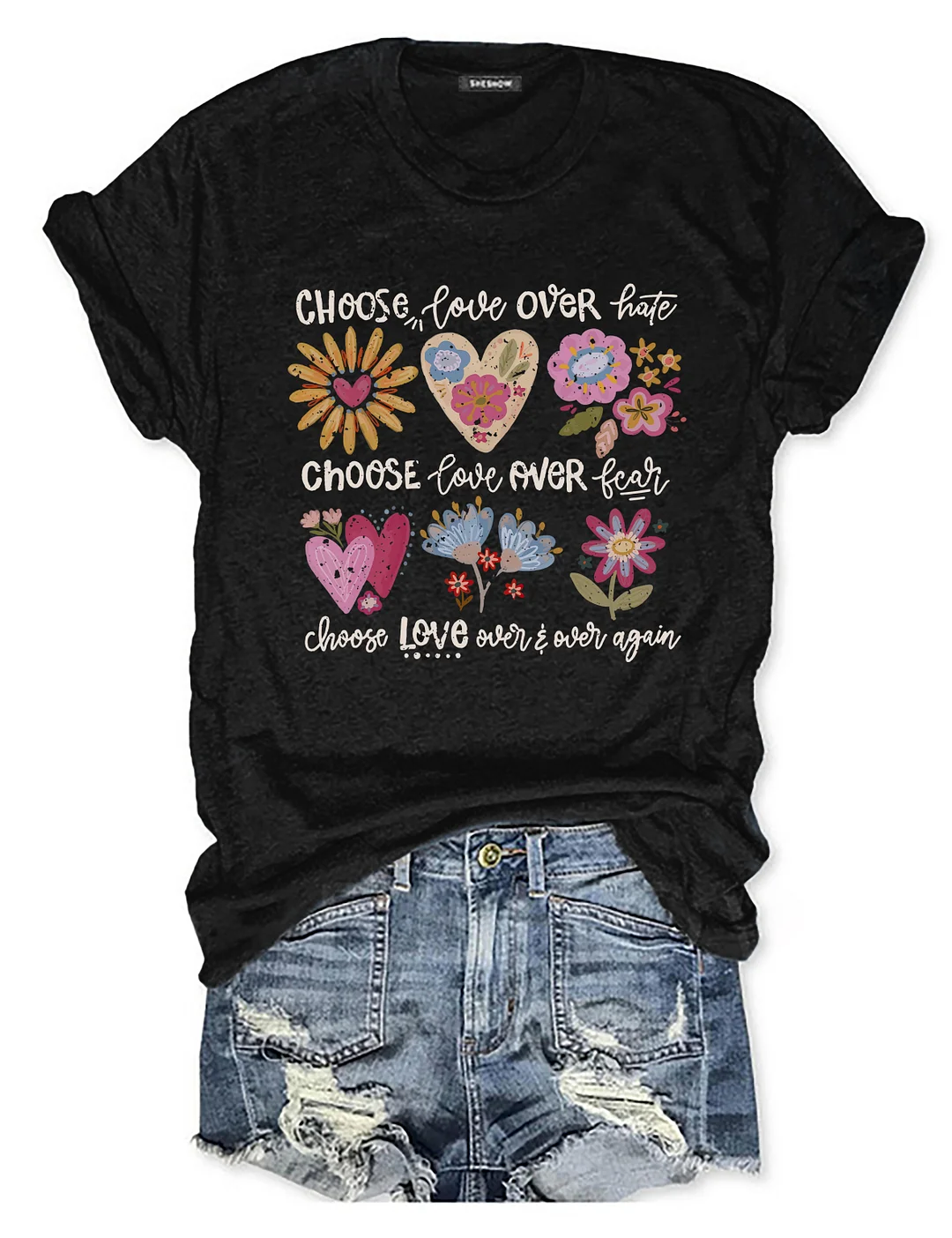 Choose Love Boho Floral T-shirt