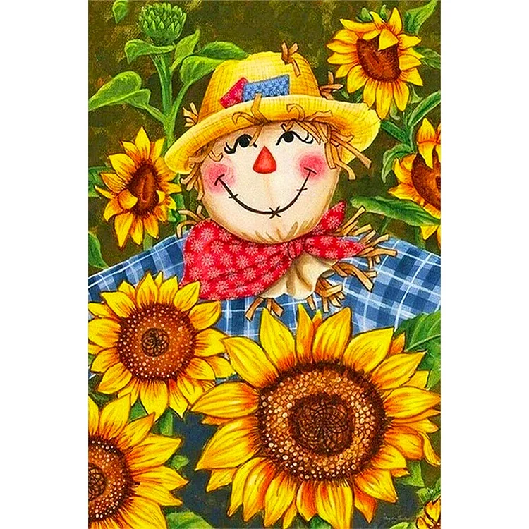 Sunflower Scarecrow 40*60CM(Canvas) Full Round Drill Diamond Painting gbfke