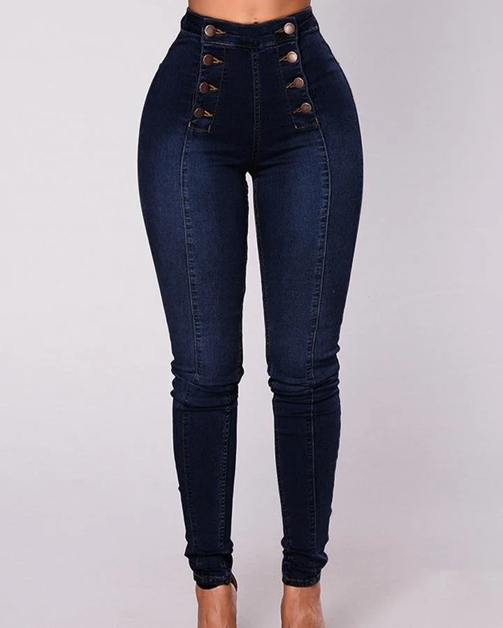 Double Breasted High Waist Skinny Jeans🔥HotSale🔥