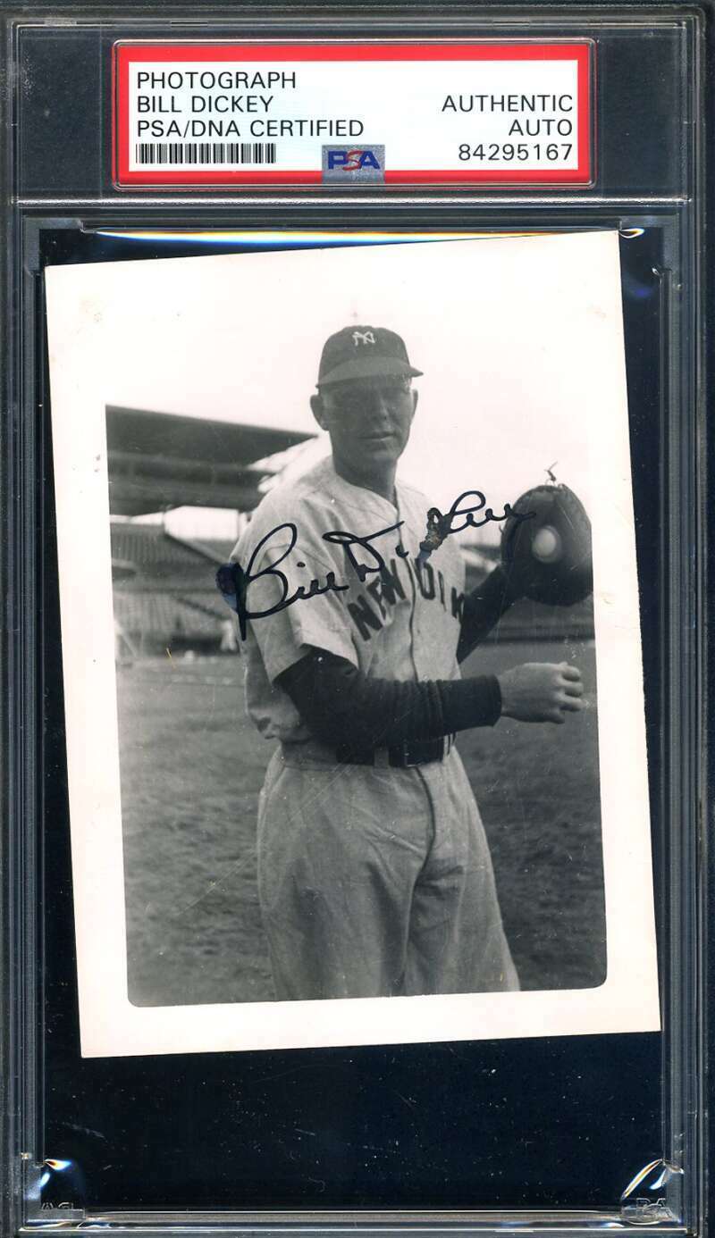 Bill Dickey PSA DNA Coa Hand Signed 1950`s Original Photo Poster painting Yankees Autograph