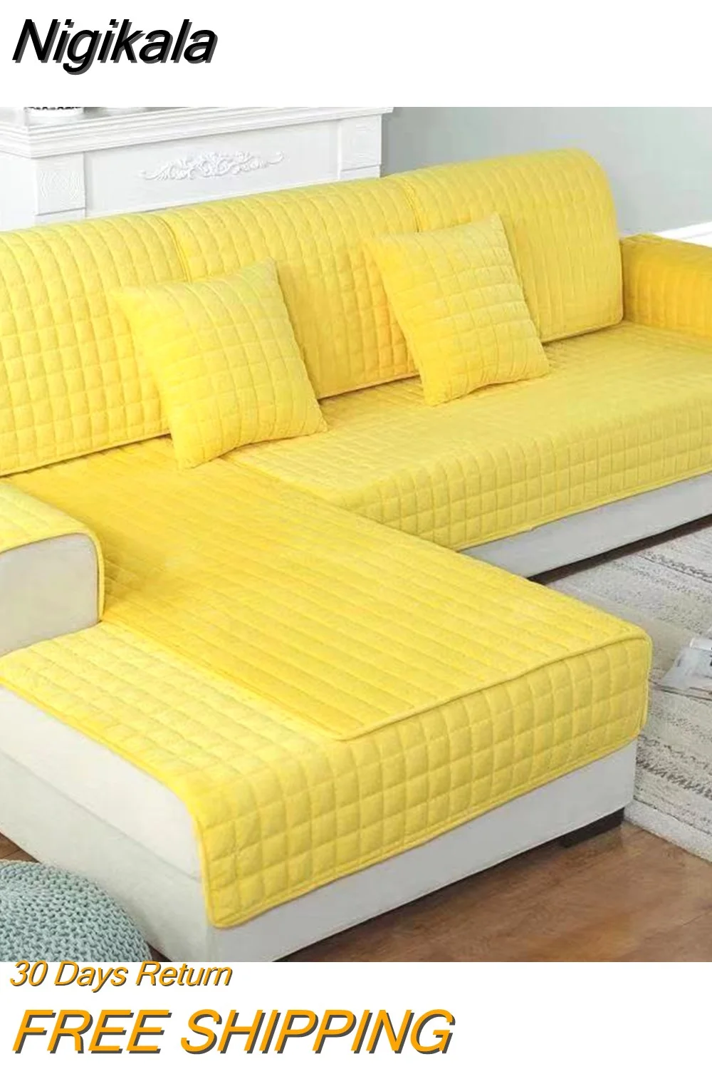 Nigikala Thicken Quilted Velvet Sofa Cover Winter Plush Antislip Sofa Towel Soft Couch Cover