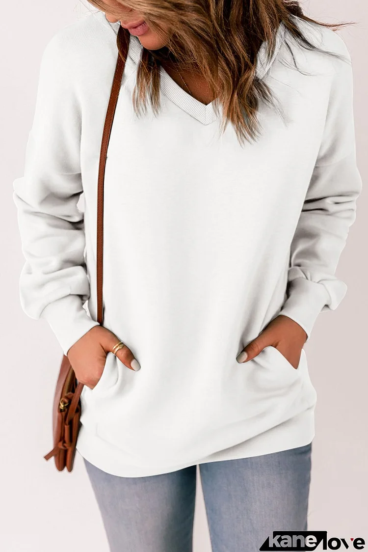 White Drop Shoulder Sweatshirt