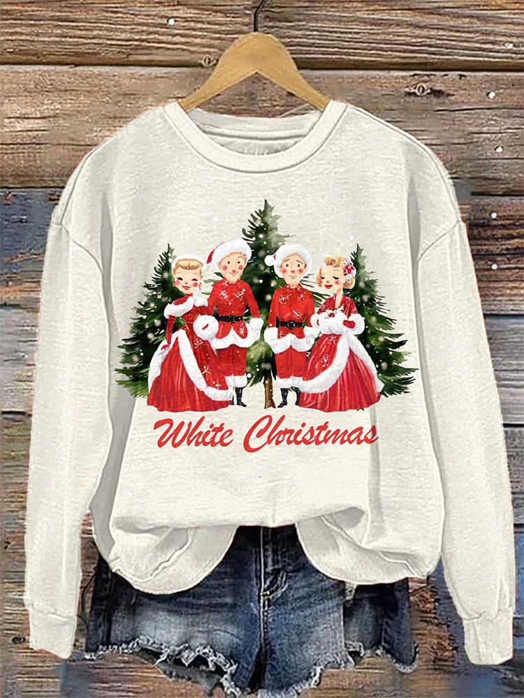 VChics White Christmas Cotton Cozy Sweatshirt