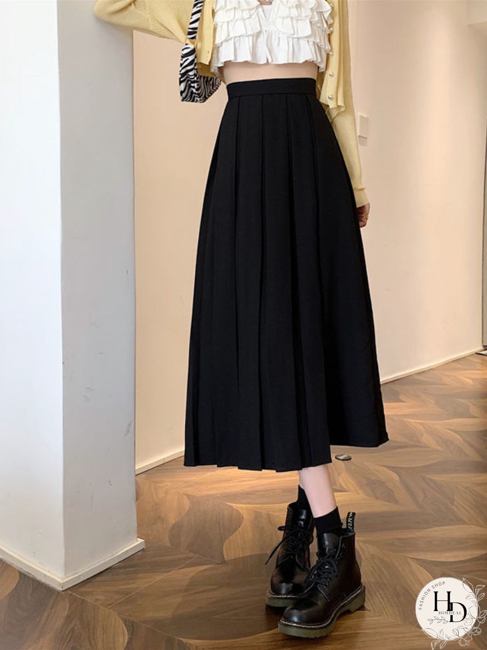 Long Skirts Women Pleated Chic Friend Basic Autumn College Girls Bottom All-Match Casual