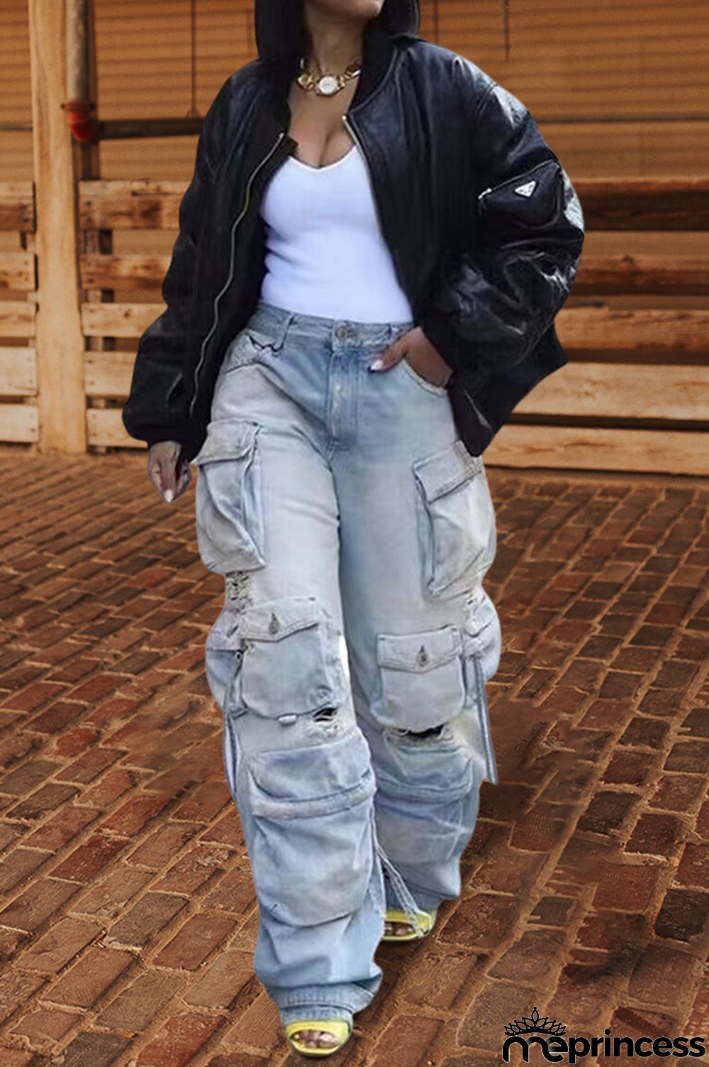 Retro Casual Multi-pocket Jeans